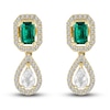 Thumbnail Image 1 of Lab-Created Emerald & White Lab-Created Sapphire Earrings 10K Yellow Gold