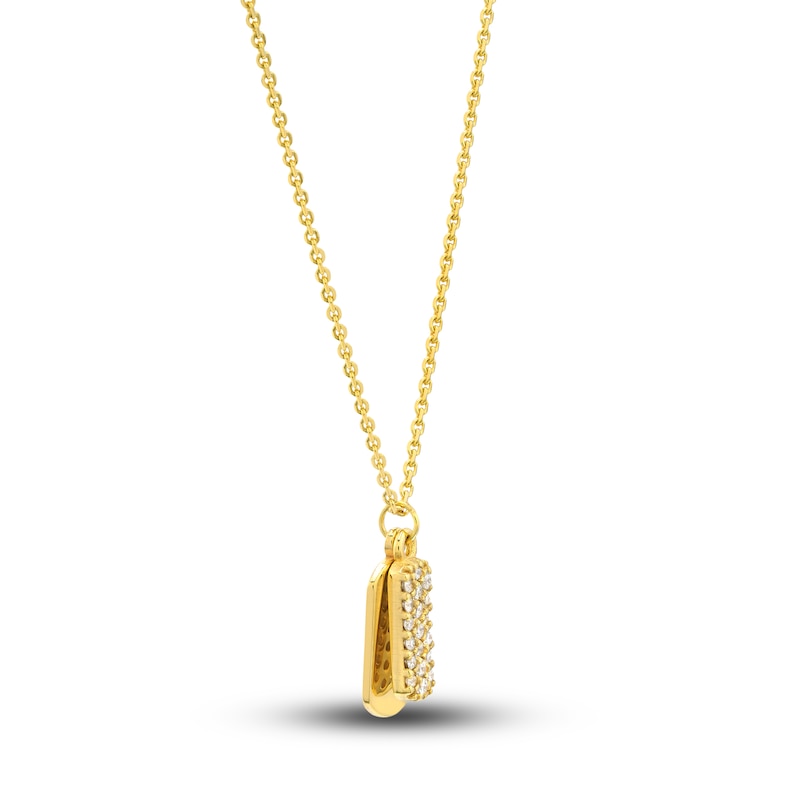 Main Image 2 of Diamond Dog Tag Necklace 1/10 ct tw Round 14K Yellow Gold
