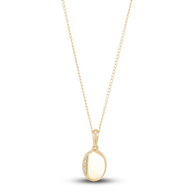 Main Image 1 of Children's Open Oval Pendant Necklace Diamond Accents 14K Yellow Gold 13"
