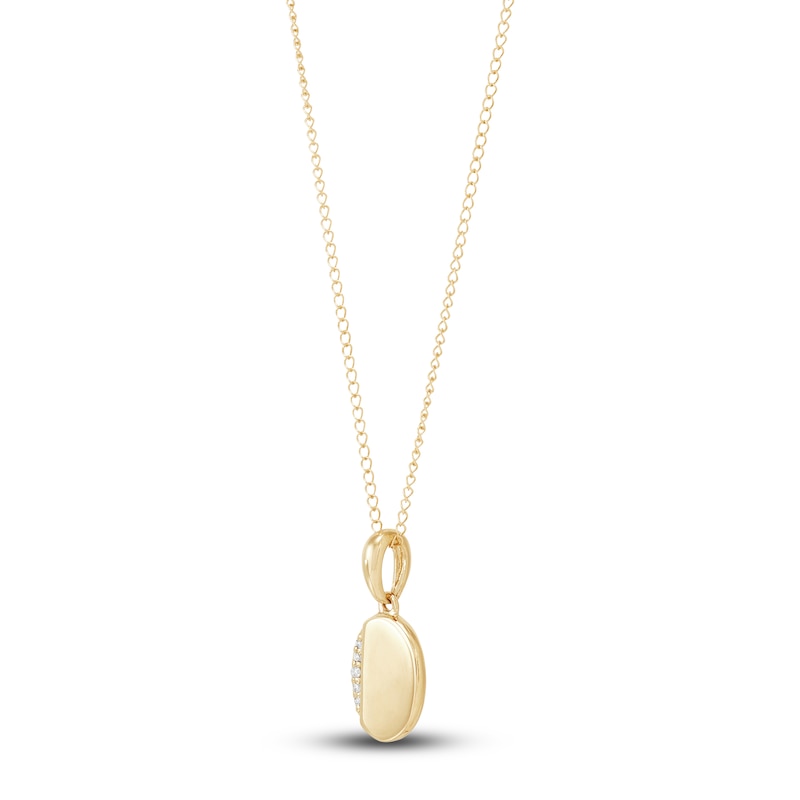 Main Image 2 of Children's Open Oval Pendant Necklace Diamond Accents 14K Yellow Gold 13"