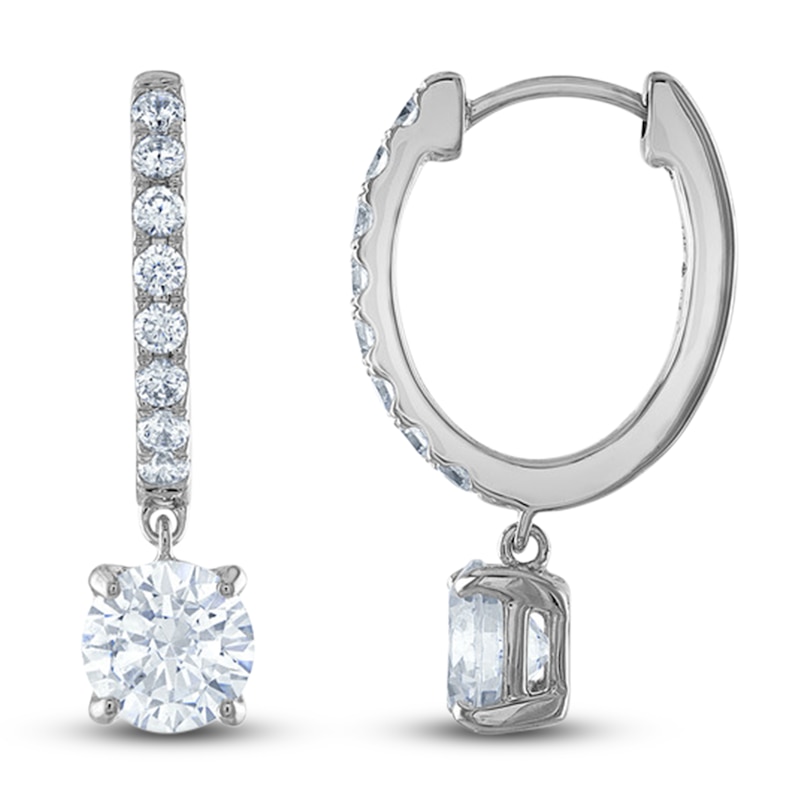 Lab-Created Diamond Drop Earrings 3 ct tw Round 14K White Gold