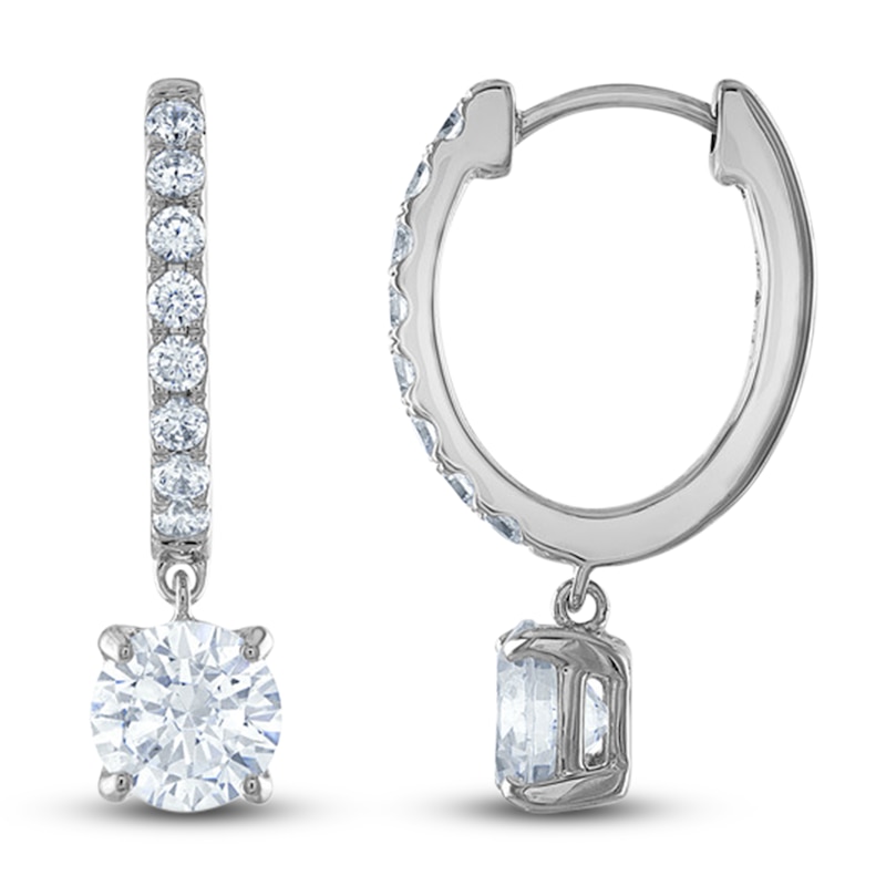 Main Image 1 of Lab-Grown Diamond Drop Earrings 3 ct tw Round 14K White Gold