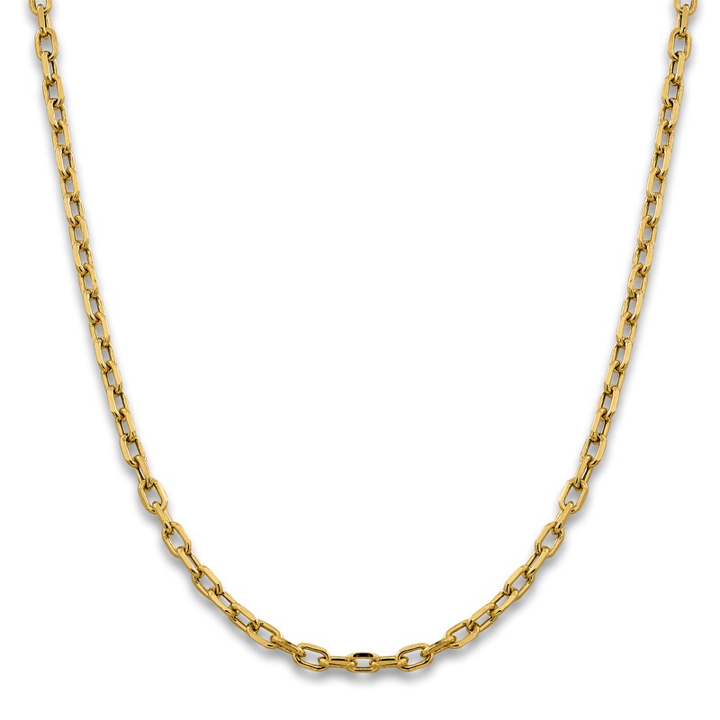 Main Image 2 of Men's Semi-Solid Cable Chain Necklace 14K Yellow Gold 20" 4.9mm