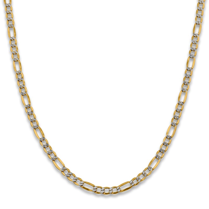 Main Image 2 of Figaro Semi-Solid Chain Necklace 14K Yellow Gold 24" 5.25mm