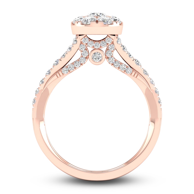 Main Image 4 of Diamond Pear Engagement Ring 1 ct tw Round 14K Rose Gold