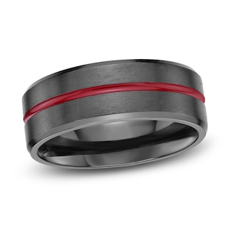 Men's Wedding Band Black Zirconium/Red Ion-Plating 8.0mm