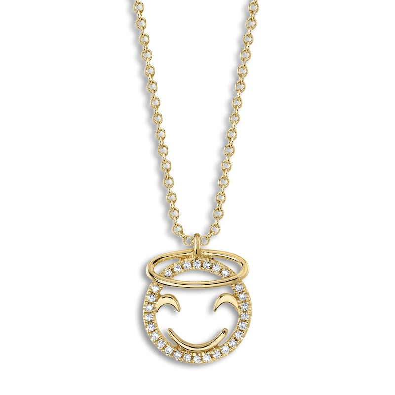 Main Image 1 of Shy Creation Diamond Emoji Necklace 1/20 ct tw Round 14K Yellow Gold 18" J-SC55023830