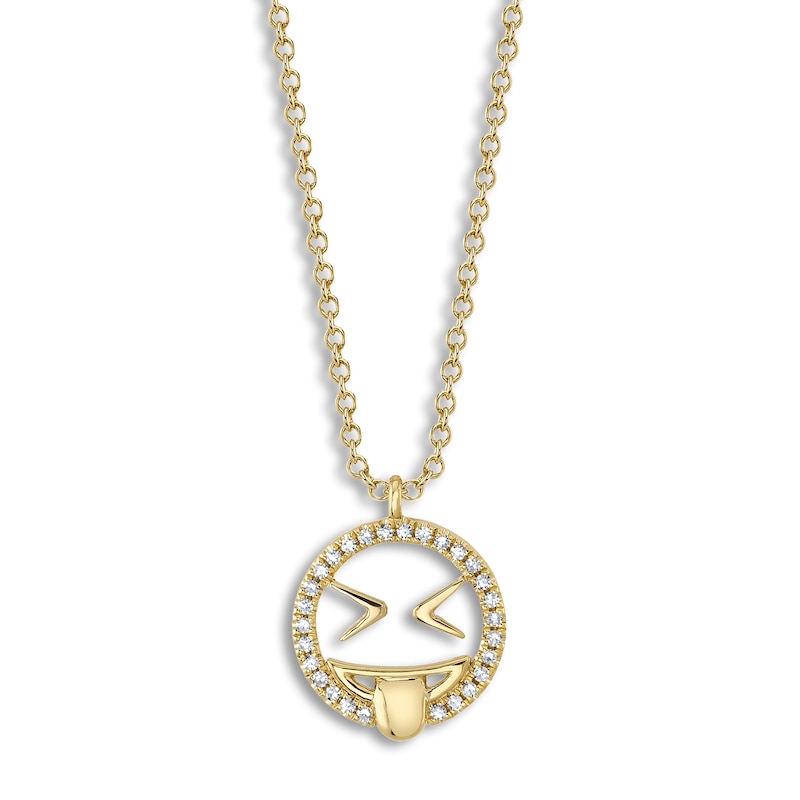 Main Image 1 of Shy Creation Diamond Emoji Necklace 1/15 ct tw Round 14K Yellow Gold 18" J-SC55023833