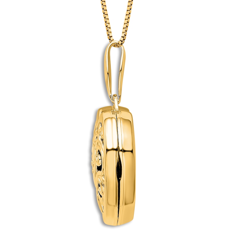 Main Image 2 of Heart Pendant Locket Necklace Diamond Accents 14K Yellow Gold 18"