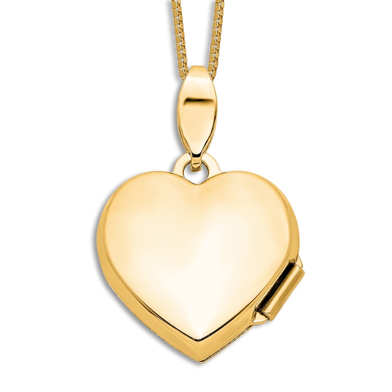 Heart Pendant Locket Necklace Diamond Accents 14K Yellow Gold 18"