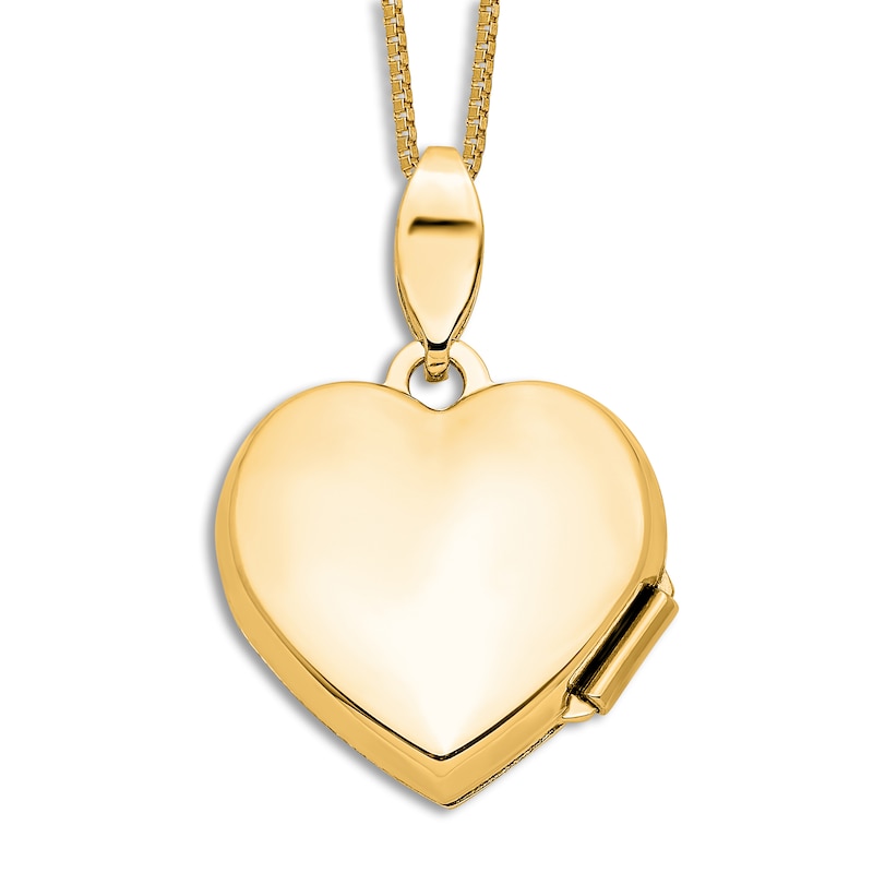 Main Image 3 of Heart Pendant Locket Necklace Diamond Accents 14K Yellow Gold 18"