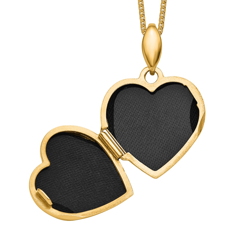 Main Image 4 of Heart Pendant Locket Necklace Diamond Accents 14K Yellow Gold 18"