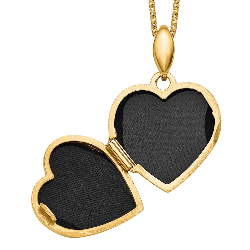 Heart Pendant Locket Necklace Diamond Accents 14K Yellow Gold 18"