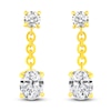 Certified Lab-Created Diamond Dangle Earrings 2-1/2 ct tw Oval/Round 14K Yellow Gold