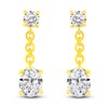 Certified Lab-Created Diamond Dangle Earrings 2-1/2 ct tw Oval/Round 14K Yellow Gold