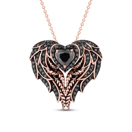 Pnina Tornai Black Diamond Necklace 1-3/8 ct tw Heart/Round 14K Rose Gold 18&quot;