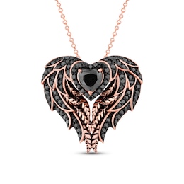 Pnina Tornai Black Diamond Necklace 1-3/8 ct tw Heart/Round 14K Rose Gold 18"