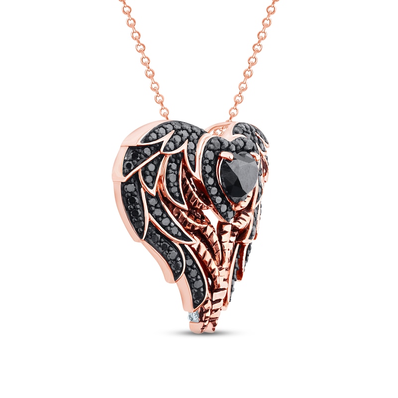 Main Image 2 of Pnina Tornai Black Diamond Necklace 1-3/8 ct tw Heart/Round 14K Rose Gold 18"