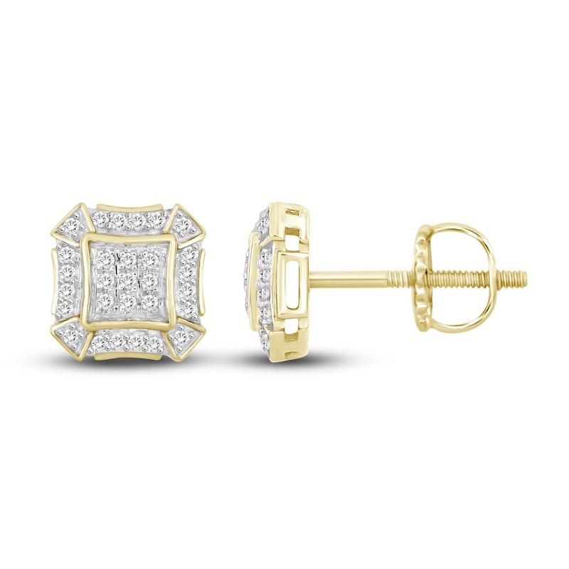 Men's Diamond Stud Earrings 1/4 ct tw Round 10K Yellow Gold