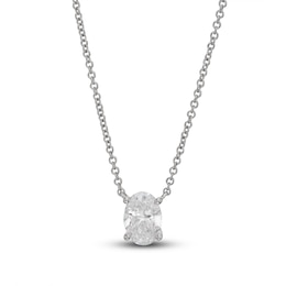 Lab-Grown Diamond Solitaire Necklace 1 ct tw Oval 14K White Gold 19" (SI2/F)