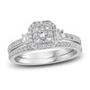 Thumbnail Image 1 of Diamond Bridal Set 1/2 ct tw Round/Emerald 14K White Gold