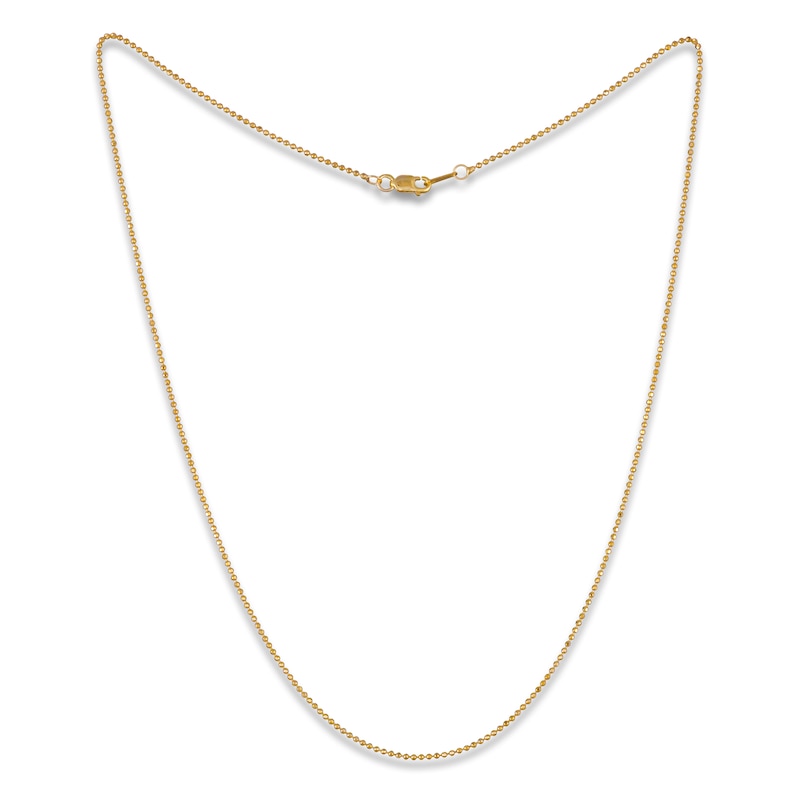 Main Image 1 of Solid Diamond-Cut Beaded Chain Necklace 14K Yellow Gold 18" 1.2mm