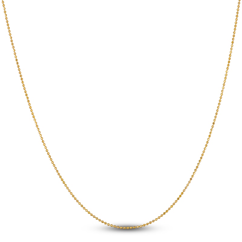 Main Image 2 of Solid Diamond-Cut Beaded Chain Necklace 14K Yellow Gold 18" 1.2mm