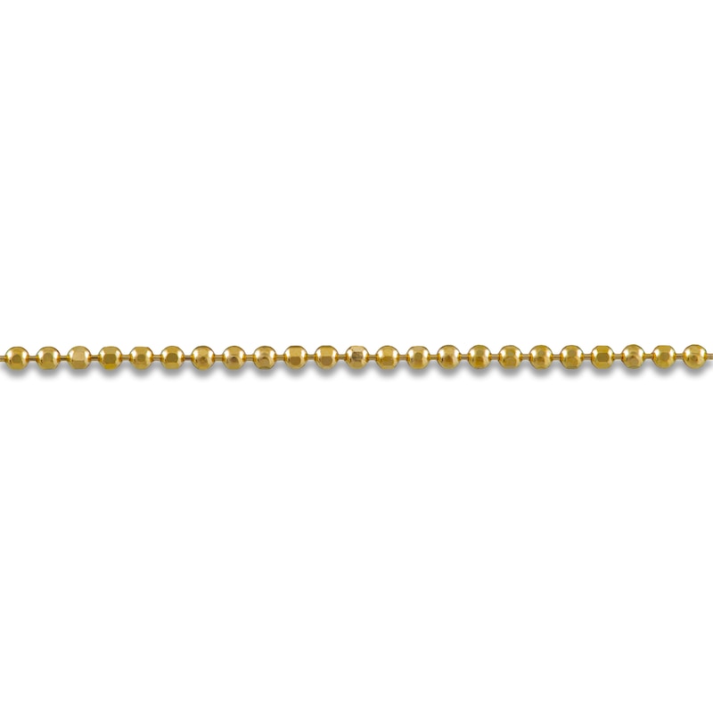 Solid Diamond-Cut Beaded Chain Necklace 14K Yellow Gold 18" 1.2mm