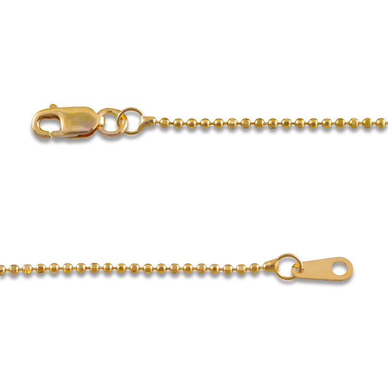 Main Image 4 of Solid Diamond-Cut Beaded Chain Necklace 14K Yellow Gold 18" 1.2mm
