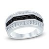 Thumbnail Image 0 of Men's Black & White Diamond Anniversary Band 2 ct tw Round 14K White Gold