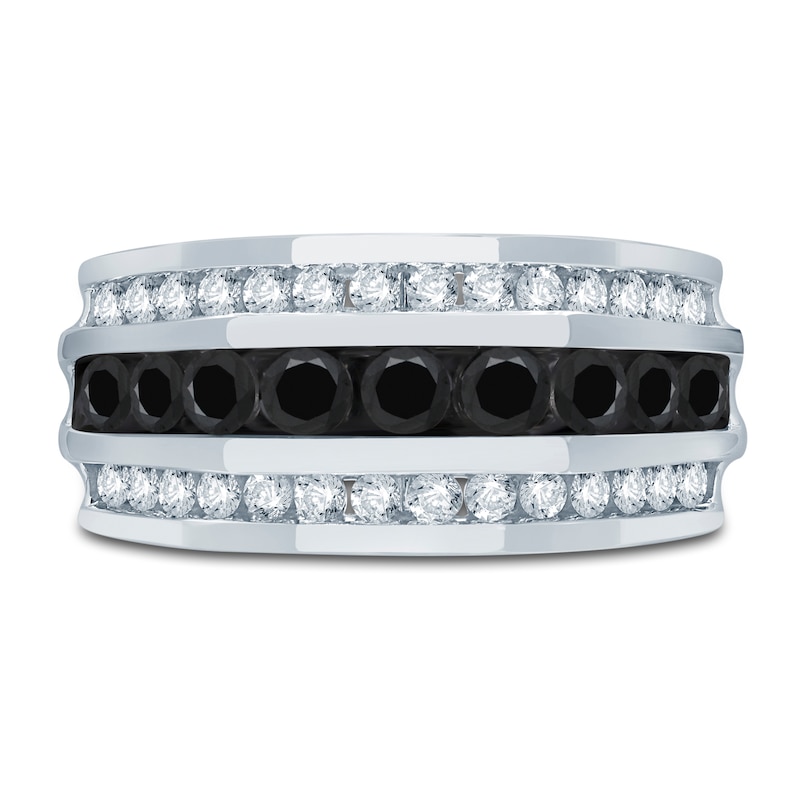 Main Image 3 of Men's Black & White Diamond Anniversary Band 2 ct tw Round 14K White Gold