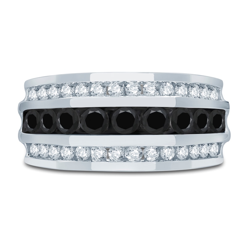 Men's Black & White Diamond Anniversary Band 2 ct tw Round 14K White Gold