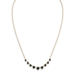 Black Diamond 9-Stone Necklace 2-1/4 ct tw Round 14K Yellow Gold 18"