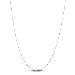 Solid Diamond-Cut Beaded Chain Necklace 14K White Gold 16" 1.1mm