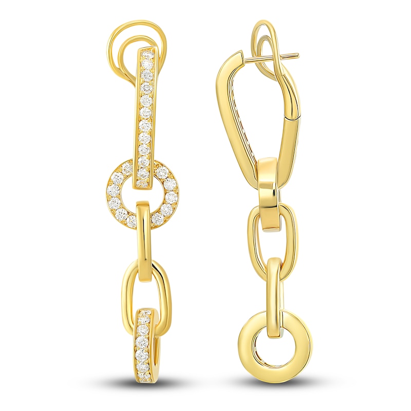 Crivelli Diamond Drop Earrings 1-1/2 ct tw Round 18K Yellow Gold