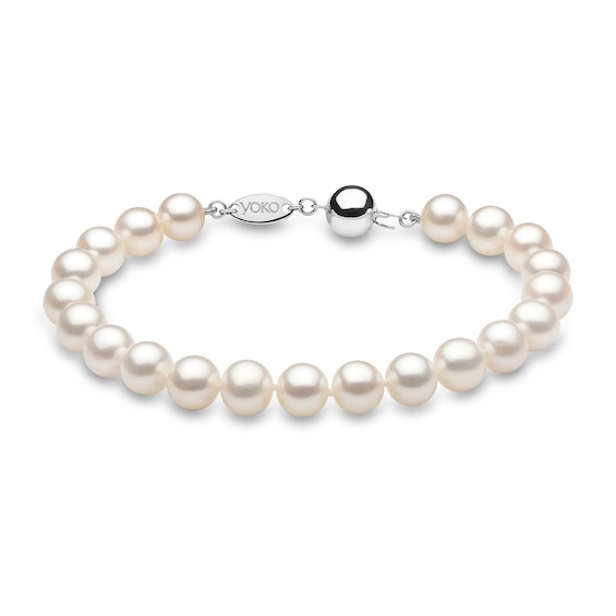 Yoko London White Freshwater Cultured Pearl Bracelet 18K White Gold 7.5"