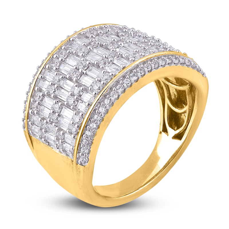 Main Image 2 of Diamond Ring 1-1/2 ct tw Round/Baguette 14K Yellow Gold