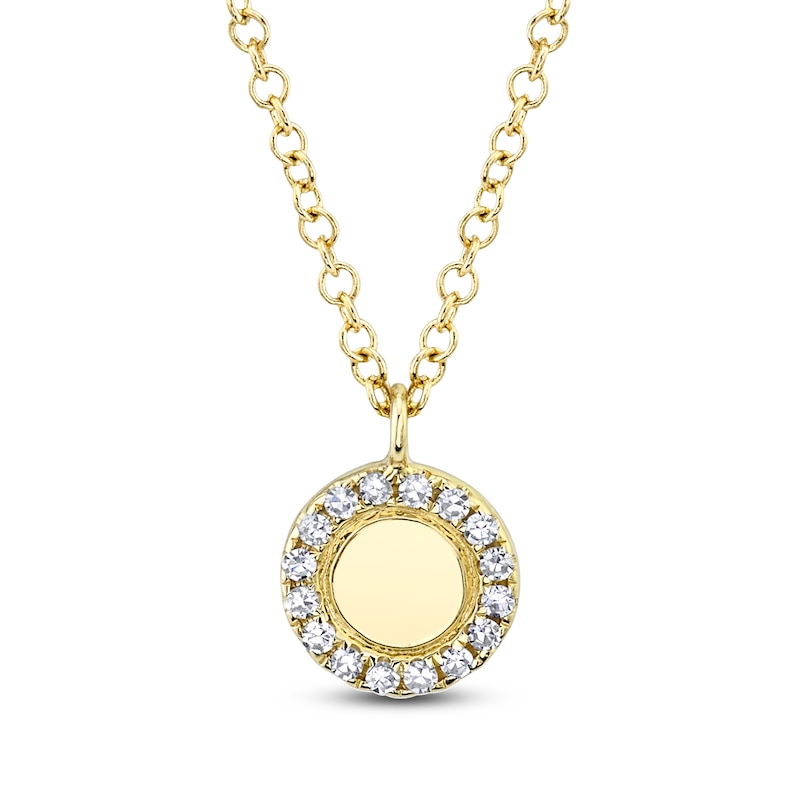 Main Image 1 of Shy Creation Diamond Halo Disc Necklace 1/20 ct tw 14K Yellow Gold 18" SC55013056