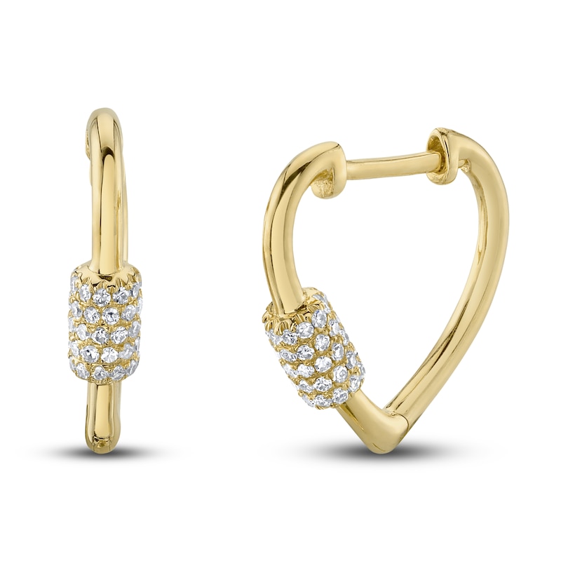 Main Image 1 of Shy Creation Diamond Heart Huggie Earrings 1/4 ct tw Round 14K Yellow Gold SC55023188