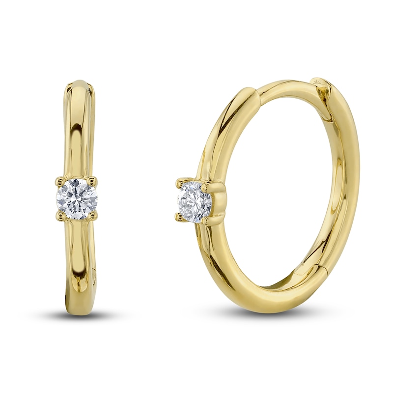 Main Image 1 of Shy Creation Diamond Huggie Earrings 1/15 ct tw Round 14K Yellow Gold SC55023233