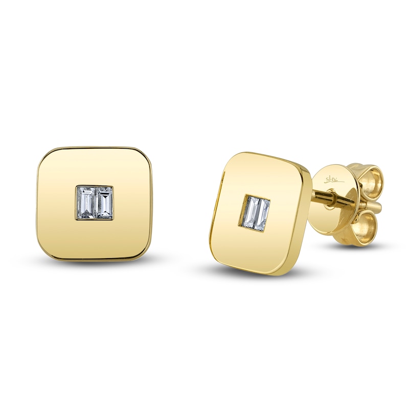 Main Image 1 of Shy Creation Diamond Earrings 1/15 ct tw Baguette 14K Yellow Gold SC55024221