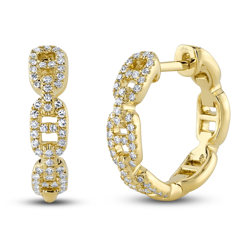 Main Image 1 of Shy Creation Diamond Hoop Earrings 1/5 ct tw Round 14K Yellow Gold SC55024379D0.60