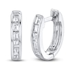 Thumbnail Image 1 of Shy Creation Diamond Huggie Hoop Earrings 1/4 ct tw Baguette 14K White Gold SC55009021V2