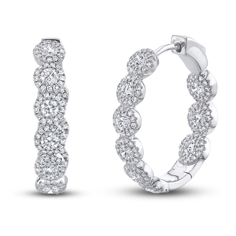 Main Image 1 of Shy Creation Diamond Hoop Earrings 2-1/5 ct tw Round 14K White Gold SC55010136
