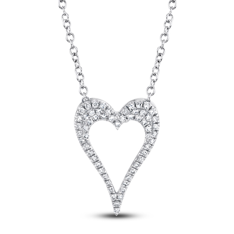 Main Image 1 of Shy Creation Diamond Heart Necklace 1/8 ct tw 14K White Gold 18" SC55020646