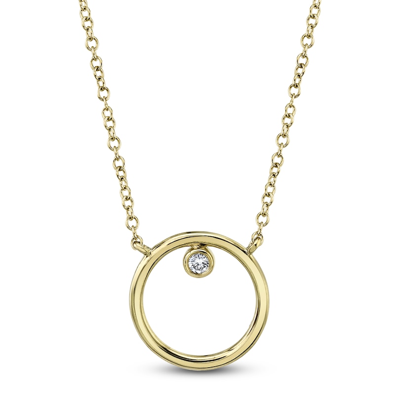 Main Image 1 of Shy Creation Diamond Accent Bezel Circle Necklace 14K Yellow Gold 18" SC55021212