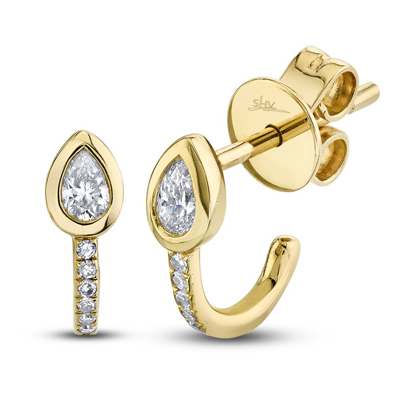 Main Image 1 of Shy Creation Diamond Earrings 1/6 ct tw Pear/Round 14K Yellow Gold SC55019564