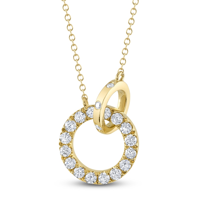 Main Image 1 of Shy Creation Diamond Interlocking Circles Necklace 1/2 ct tw 14K Yellow Gold 18" SC22008565