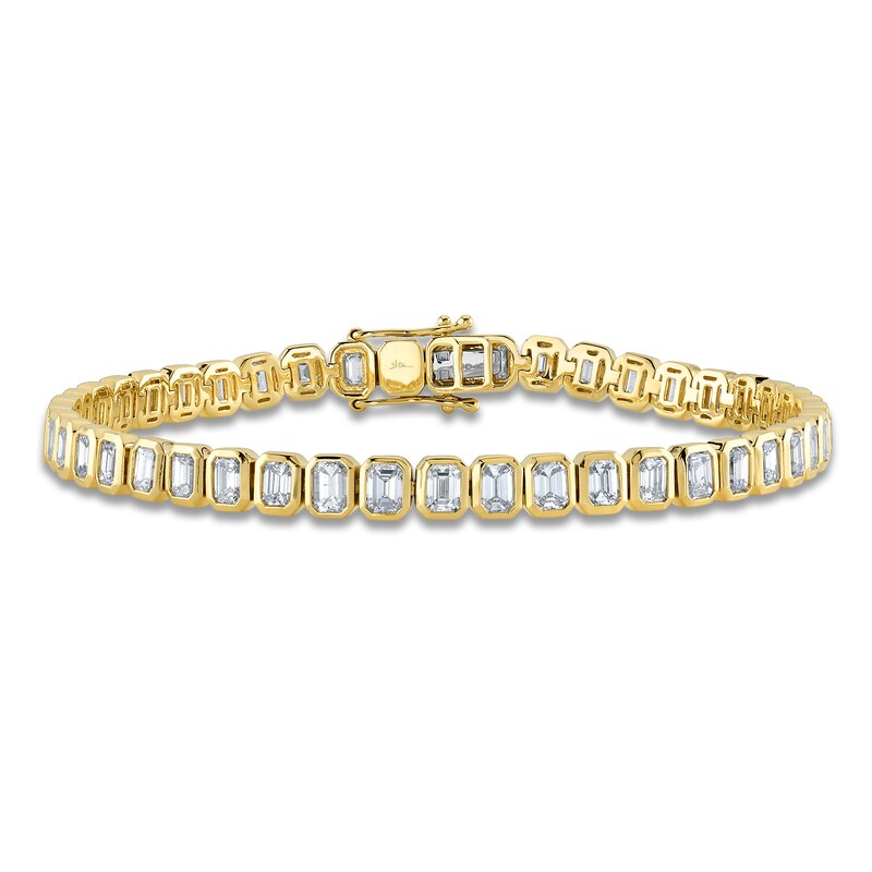 Main Image 1 of Shy Creation Emerald-Cut Diamond Bezel Tennis Bracelet 6-1/2 ct tw 14K Yellow Gold 7" SC22008692
