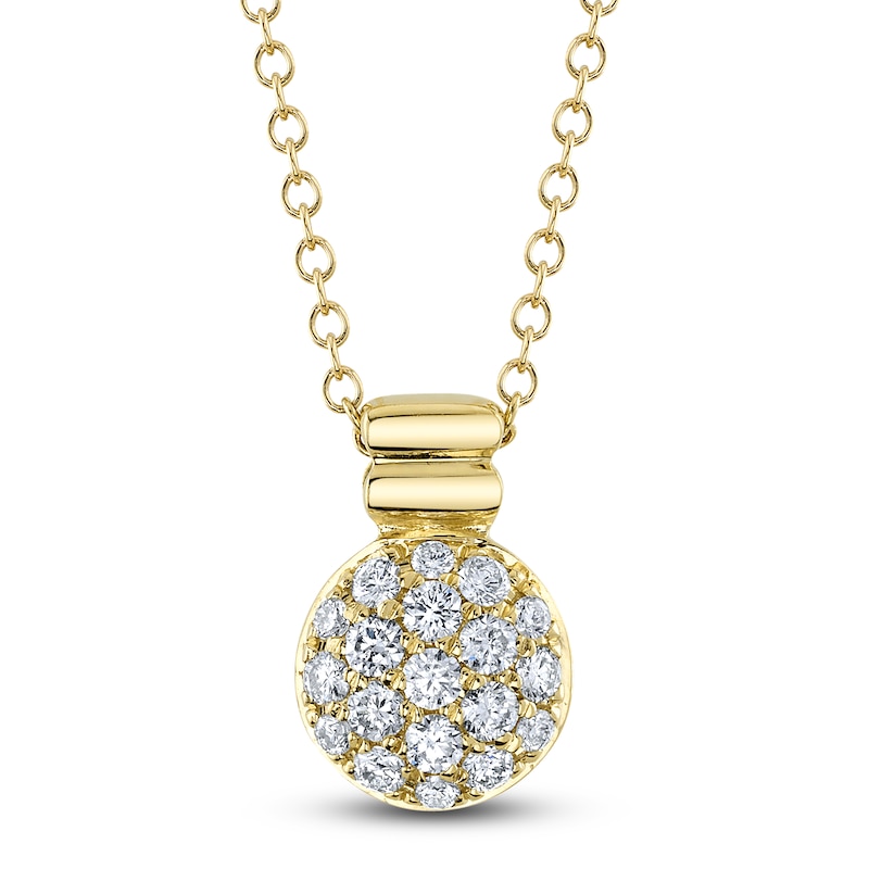 Main Image 1 of Shy Creation Diamond Micro Pavé Circle Necklace 1/5 ct tw 14K Yellow Gold 18" SC22008731